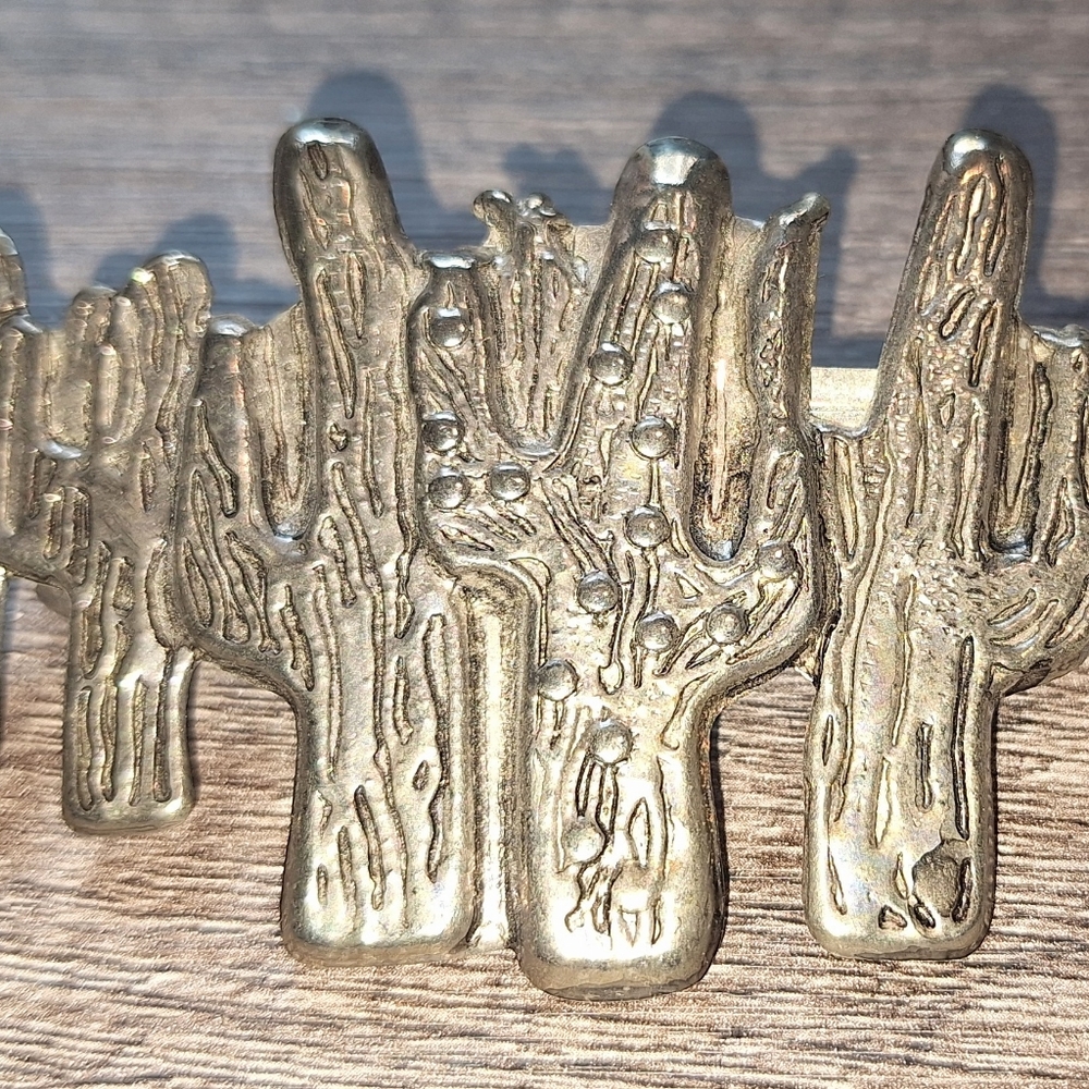 Vintage Cactus Shaped Barette Light Metal Made In‎ Korea Southwestern